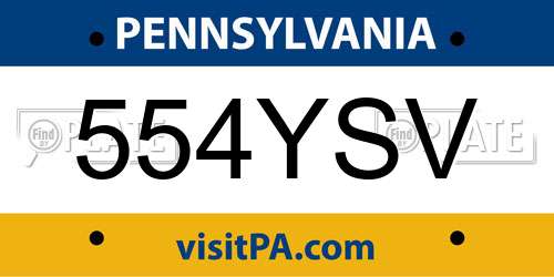 554YSV Pennsylvania License Plate