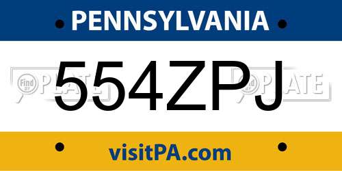 554ZPJ Pennsylvania License Plate