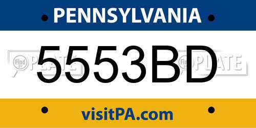 5553BD Pennsylvania License Plate