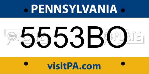 5553BO Pennsylvania License Plate