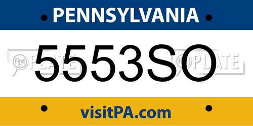 5553SO Pennsylvania License Plate