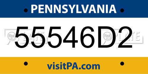 55546D2 Pennsylvania License Plate