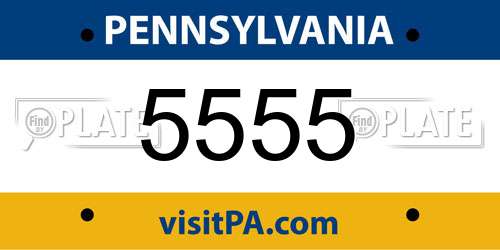 5555 Pennsylvania License Plate