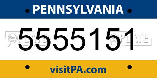 5555151 Pennsylvania License Plate