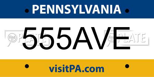 555AVE Pennsylvania License Plate