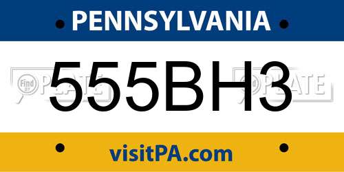 555BH3 Pennsylvania License Plate