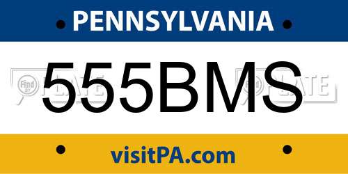 555BMS Pennsylvania License Plate