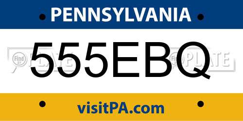 555EBQ Pennsylvania License Plate
