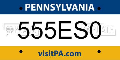 555ES0 Pennsylvania License Plate