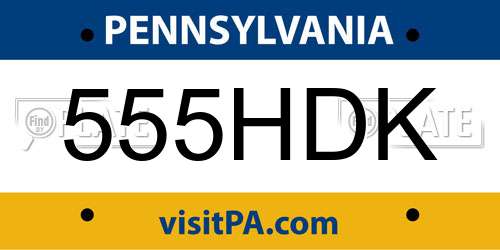 555HDK Pennsylvania License Plate