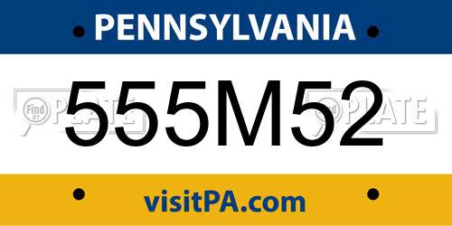 555M52 Pennsylvania License Plate