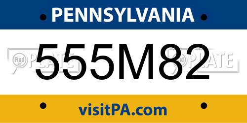555M82 Pennsylvania License Plate
