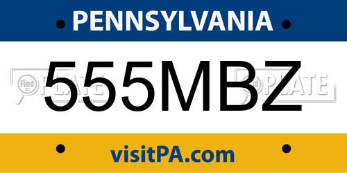 555MBZ Pennsylvania License Plate