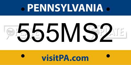 555MS2 Pennsylvania License Plate