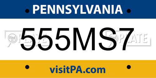 555MS7 Pennsylvania License Plate