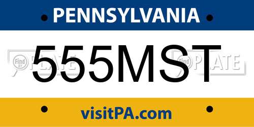 555MST Pennsylvania License Plate