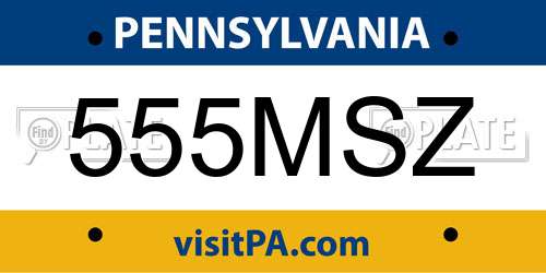 555MSZ Pennsylvania License Plate