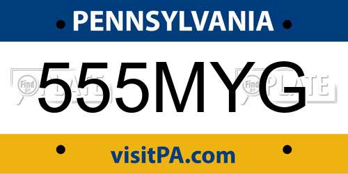 555MYG Pennsylvania License Plate