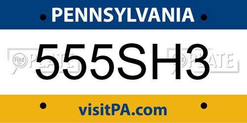 555SH3 Pennsylvania License Plate