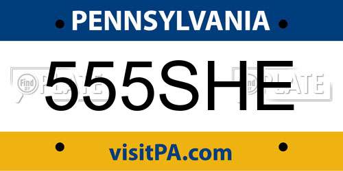 555SHE Pennsylvania License Plate