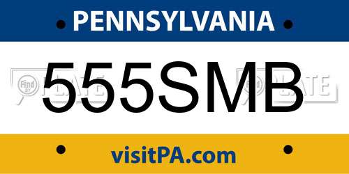 555SMB Pennsylvania License Plate