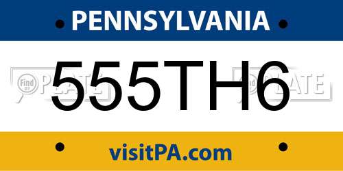 555TH6 Pennsylvania License Plate