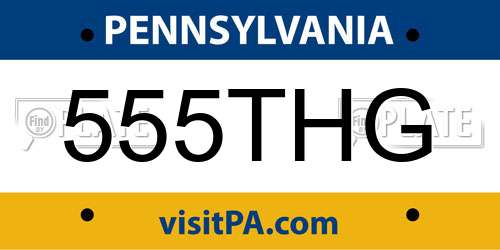 555THG Pennsylvania License Plate