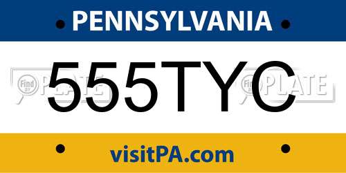 555TYC Pennsylvania License Plate