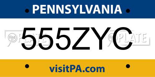 555ZYC Pennsylvania License Plate