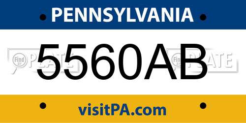 5560AB Pennsylvania License Plate