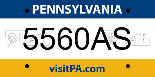 5560AS Pennsylvania License Plate