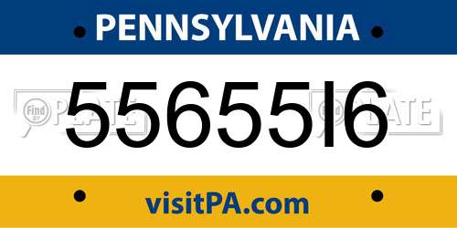 55655I6 Pennsylvania License Plate