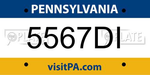 5567DI Pennsylvania License Plate