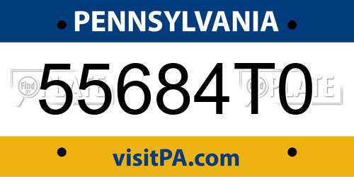 55684T0 Pennsylvania License Plate