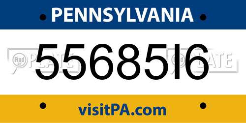 55685I6 Pennsylvania License Plate
