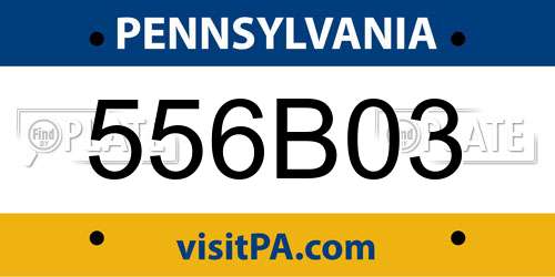 556B03 Pennsylvania License Plate
