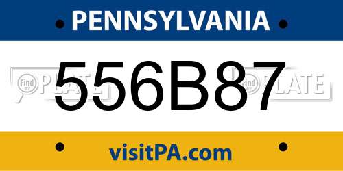 556B87 Pennsylvania License Plate