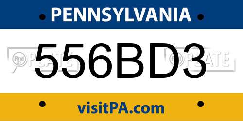 556BD3 Pennsylvania License Plate