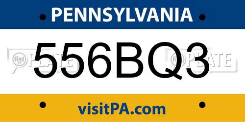 556BQ3 Pennsylvania License Plate