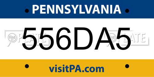 556DA5 Pennsylvania License Plate