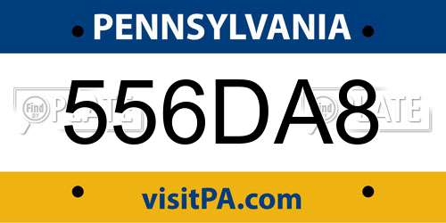 556DA8 Pennsylvania License Plate