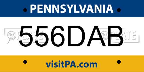 556DAB Pennsylvania License Plate