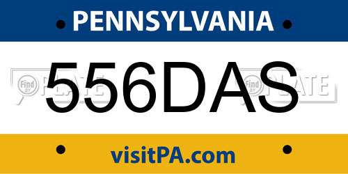 556DAS Pennsylvania License Plate