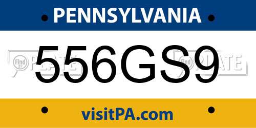 556GS9 Pennsylvania License Plate