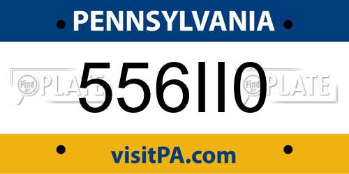 556II0 Pennsylvania License Plate