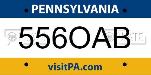 556OAB Pennsylvania License Plate