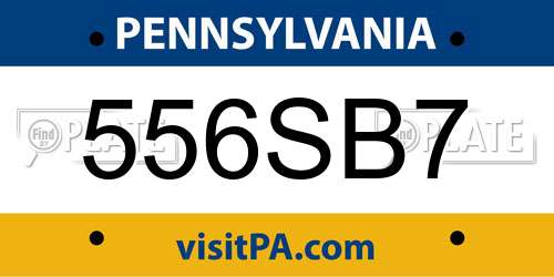 556SB7 Pennsylvania License Plate
