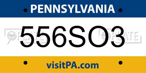 556SO3 Pennsylvania License Plate