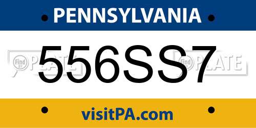 556SS7 Pennsylvania License Plate