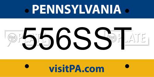 556SST Pennsylvania License Plate
